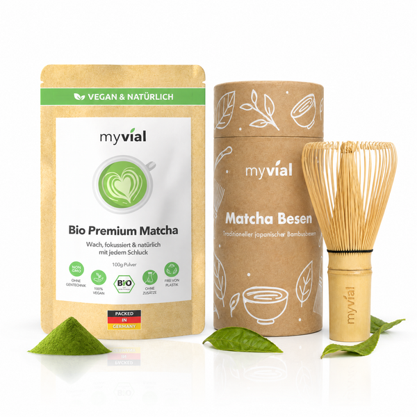 {"loading" => "lazy", "alt" => "Matcha Starter-Set mit Bio Premium Matcha und Matcha Besen aus Bambus"}